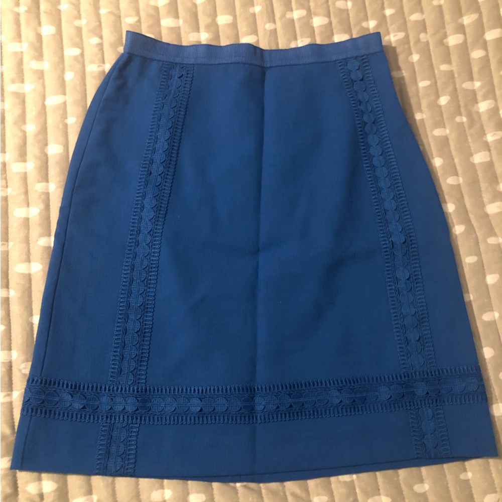 Blue pencil skirt with gorgeous detail